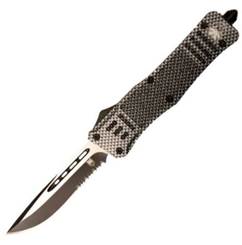 Cobra Tec Knives CTK-1 Large 3.75 Drop Point Part Serrated D2 Steel Carbon Fiber Aluminum Handle OTF