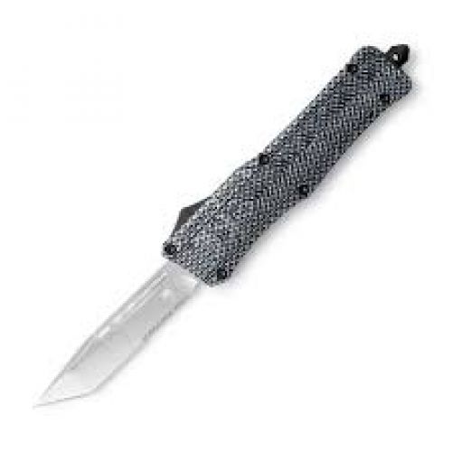 Cobra Tec Knives CTK-1 Large 3.75 Tanto Part Serrated D2 Steel Carbon Fiber Aluminum Handle OTF