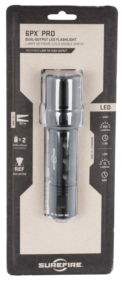 Surefire 6PX Pro 600/15 Lumens LED Black 123A