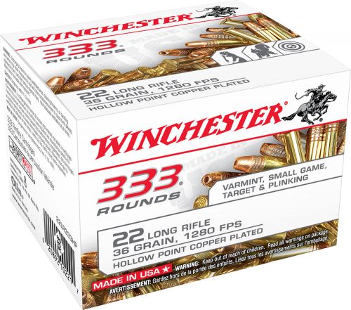 Winchester Ammo USA 22 LR 36 gr Copper Plated Hollow Point  333rd bulk box