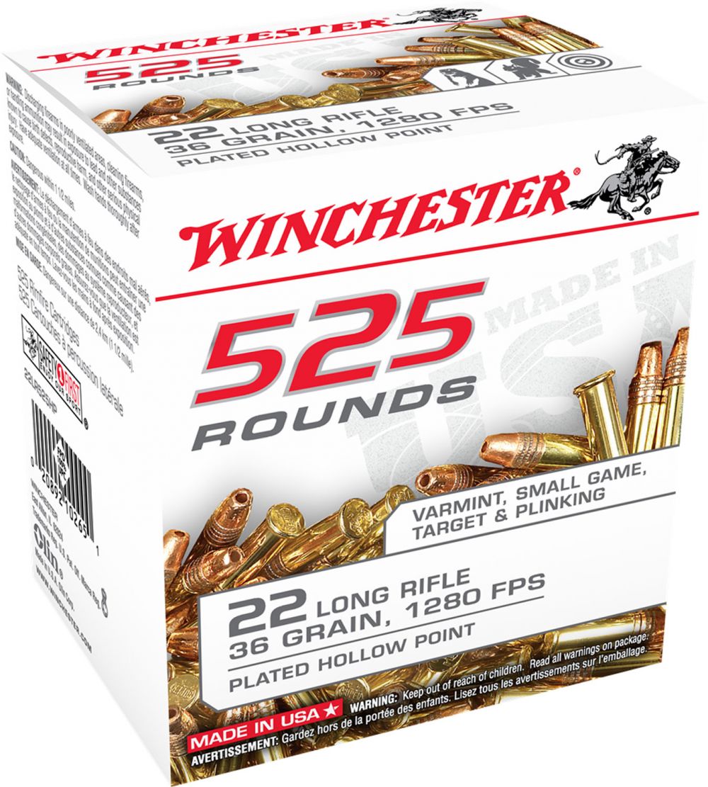 Winchester Ammo USA 22 LR 36 gr Copper Plated Hollow Point (CPHP) 525 Bx/10 Cs (Bulk)