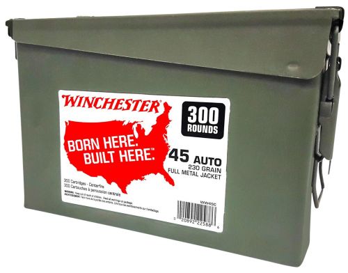 Winchester Ammo USA 45 ACP 230 gr Full Metal Jacket (FMJ) 300 Bx/2 Cs (Ammo Can)