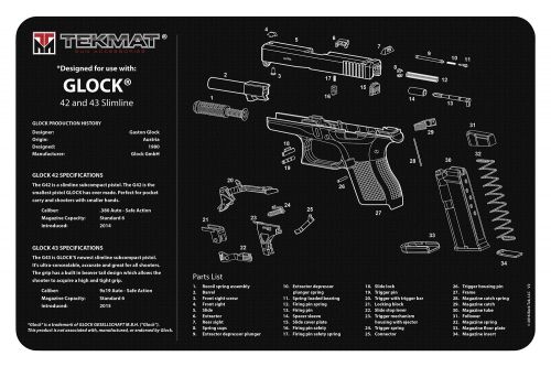 TekMat TEKR174243 Original Cleaning Mat For Glock 42/43 Parts Diagram 11 x 17