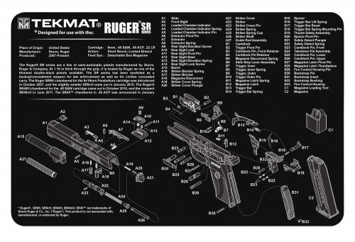 TekMat Original Cleaning Mat Ruger SR9 Parts Diagram 11 x 17