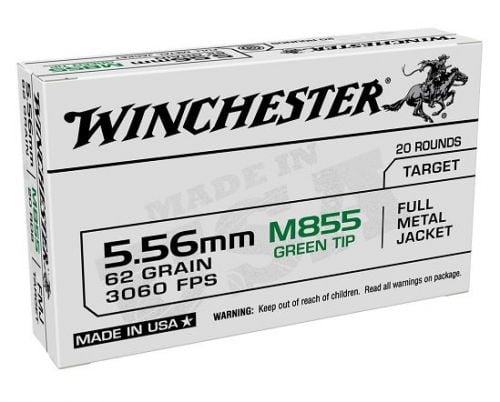 Winchester Full Metal Jacket GreenTip 5.56x45mm NATO Ammo 62 gr 150 Round Box