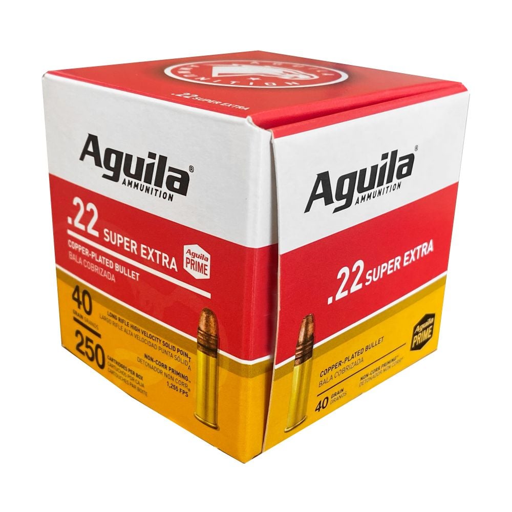 Aguila Super Extra High Velocity 22 LR 40 gr Copper-Plated Solid Point 250rd box