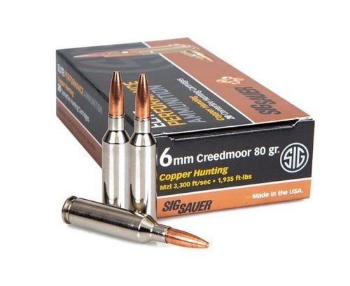 Sig Sauer Elite Copper Hunting 6mm Creedmoor 80 gr Copper Hollow Point 20 Bx/ 10 Cs