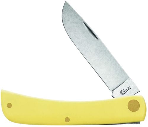 Case Working Sod Buster Jr 2.80 Skinner Plain Synthetic Yellow Handle Folding