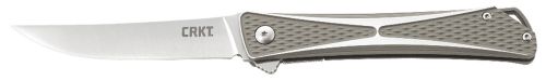 Columbia River Crossbones 3.54 Plain Satin AUS 8 Gray Anodized Aluminum Handle Folding