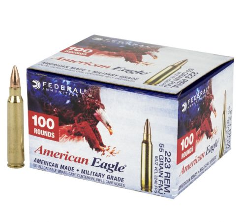 Federal American Eagle Full Metal Jacket Boat Tail 5.56x45mm NATO Ammo 100 Round Box