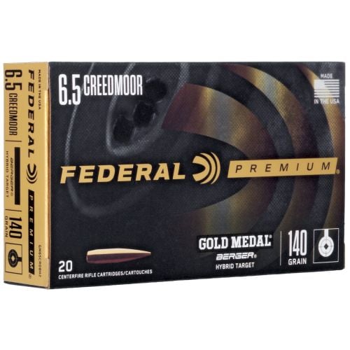 Federal Premium Gold Medal 6.5 CRD 140 gr Berger Hybrid Target 20 Bx/ 10 Cs