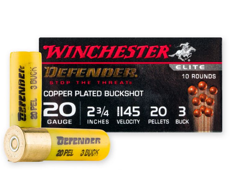 Winchester Copper Defender Buckshot 20 Gauge Ammo 10 Round Box