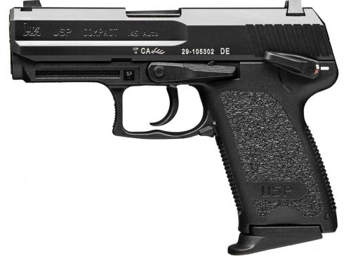 Heckler & Koch H&K USP Compact 45 ACP 3.78 8+1  Black Steel Slide Black Polymer Grip Night Sight DAO