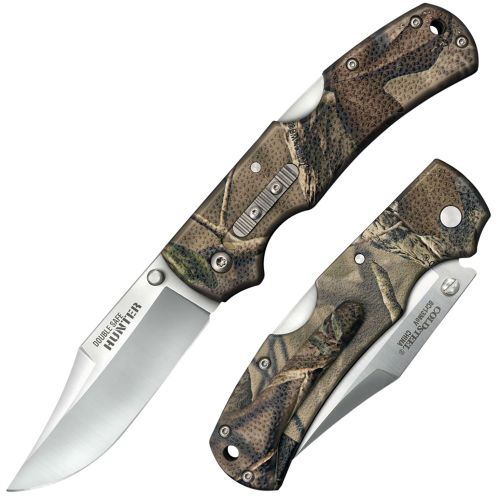 Cold Steel Hunter Double Safe 3.50 Folding Clip Point Plain 8Cr13MoV Stainless Steel Blade GFN Camo Handle
