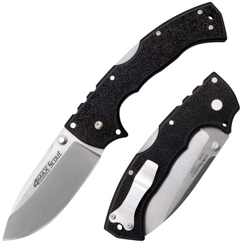 Cold Steel 4-Max Scout 4 Folding Drop Point Plain AUS 10A Steel Blade Black Griv-Ex Handle