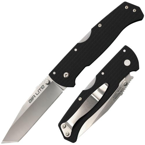 Cold Steel Air Lite 3.50 Folding Tanto Plain AUS 10A Steel Blade Black G-10 Handle