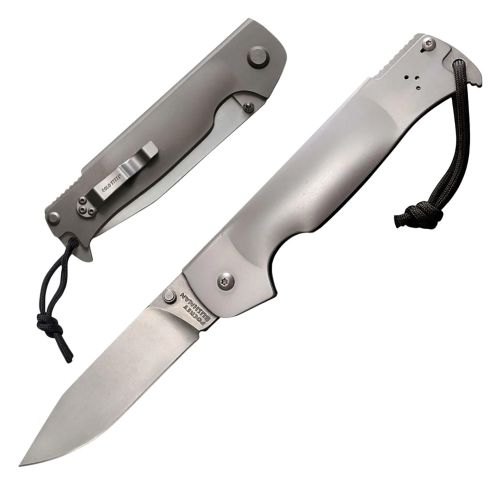 Cold Steel Bushman Pocket 4.50 Folding Clip Point Plain 4116 Stainless Steel Blade Long 420 Series Stainless Handle