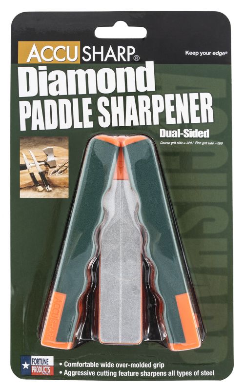 AccuSharp Diamond Paddle Folding Fine, Coarse Diamond Sharpener Gray/Orange Overmolded Rubber Handle