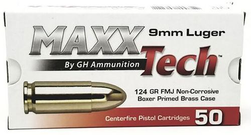 Tulammo MaxxTech 9mm Luger Ammo 124gr Full Metal Jacket 50rd box