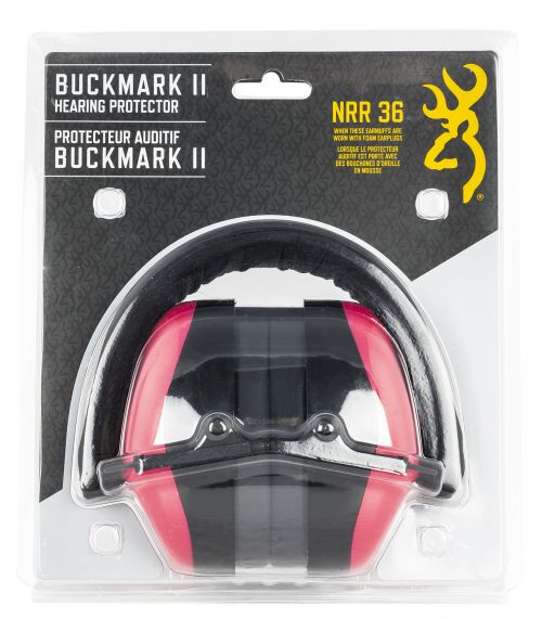 Browning Buckmark II Hearing Protector Plastic 26 dB Over the Head Pink Ear Cups w/Black Band Adult