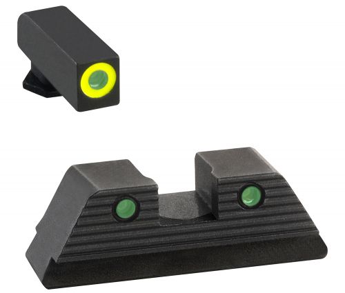 Ameriglo For Glock Trooper Set 3-Dot LumiGreen/Black Outline Green Tritium Handgun Sight