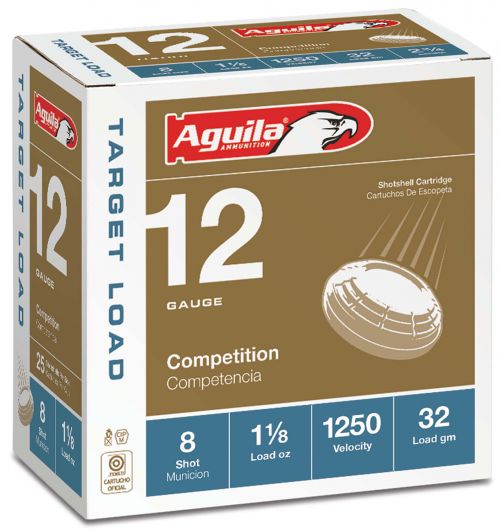 Aguila Target Load  12 Gauge Ammo 2.75 1-1/8 oz #8 Shot 1250fps  25 round box