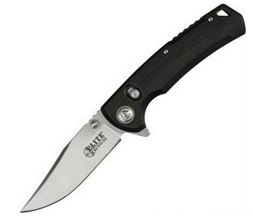 Elite Tactical Chaser 3.50 Folding Clip Point Plain Satin D2 Steel Blade/ Black G10 Handle Features Clamshell Packag