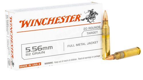 Winchester Full Metal Jacket 5.56x45mm NATO Ammo 62 gr 20 Round Box