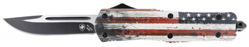 Templar Knife Wood US Flag Gen II Large 3.50 OTF Drop Point Plain US Flag Painted Wood Grain Aluminum Handle