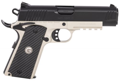 Girsan 390520 MC1911 C 9mm 4.40 9+1 Matte Gray Finish Extended Beavertail Frame with Serrated Blued Steel Slide, Checkere