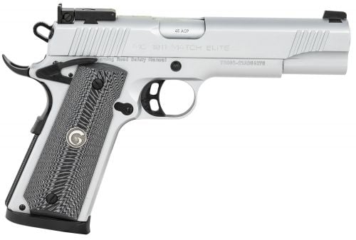 Girsan MC1911 Match Elite .45 ACP 5 8+1 Overall Matte Chrome Finish Steel with Extended Beavertail Frame, Serrated Slide