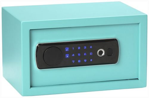 Bulldog Duo Digital Keypad/Biometric/Key Entry Teal Powder Coated Steel Holds 1 Handgun LED Keypad