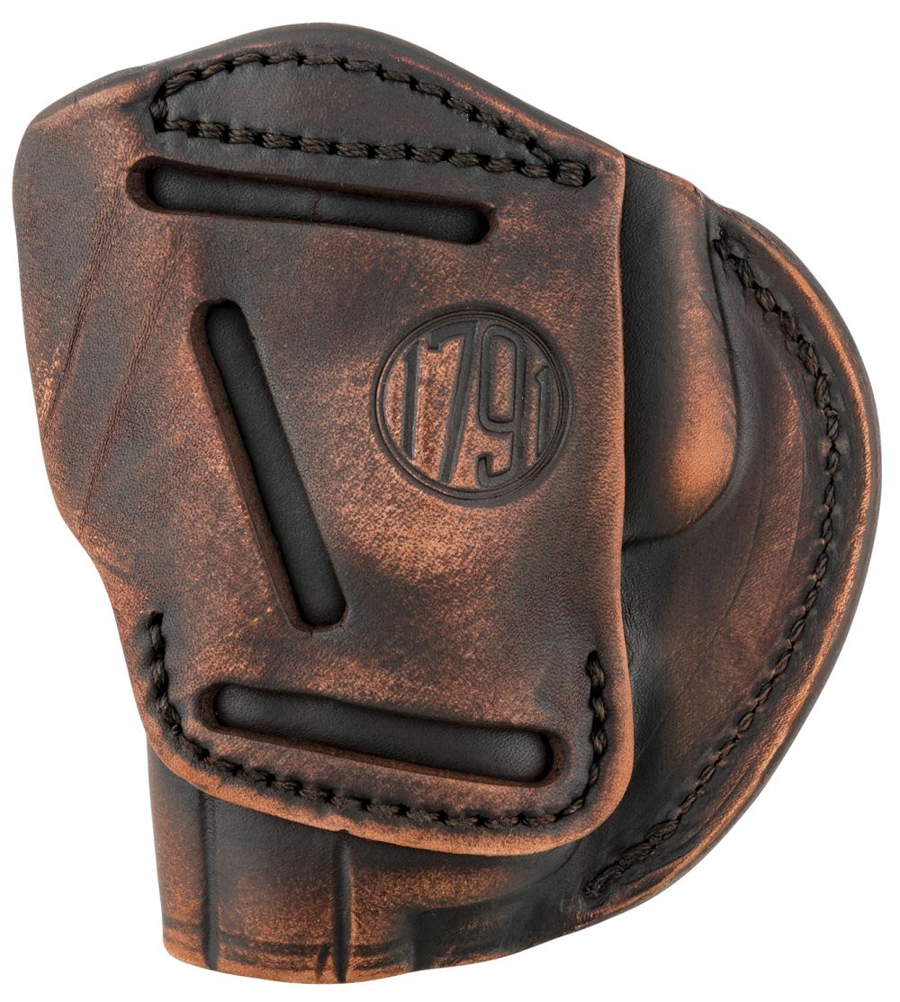 1791 Gunleather 4 Way Concealed Carry Vintage Black Leather, IWB/OWB Design & Size 05 for Glock 17 Right Hand