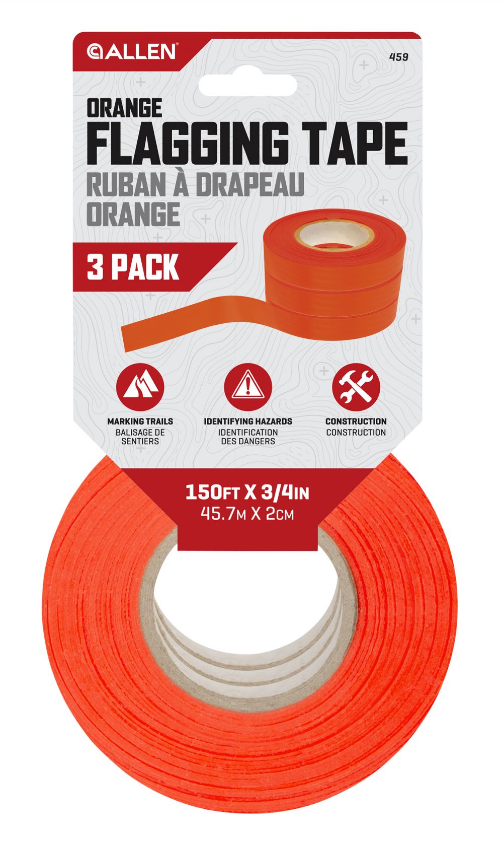 Allen Flagging Tape Orange Polyester 150 Roll Long 3 Rolls