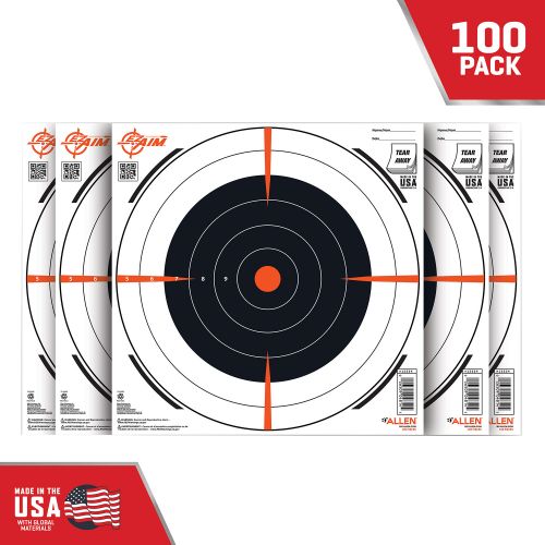 EZ-Aim Shooting Target Bullseye Paper Target 12 x 12 100 Per Pack