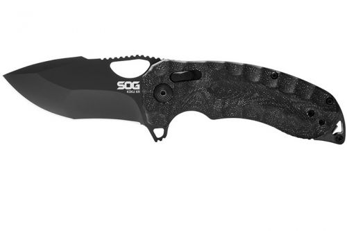 S.O.G Kiku XR 3.03 Folding Tanto Plain CTS XHP Steel Blade Deep Textured Black Linen Micarta Handle