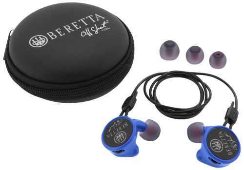 Beretta USA Mini Headset Comfort Plus Silicone Ear Piece 32 dB In The Ear Blue Ear Buds with Black Cord