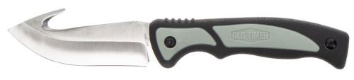 Old Timer Trail Boss 3.70 Fixed Gut Hook Plain Stainless Steel Blade TPE Handle Includes Sheath