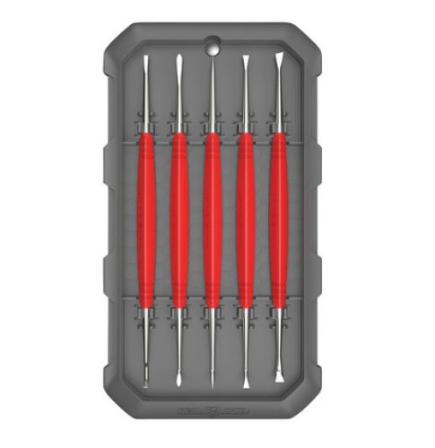 Real Avid AVAGSPS Accu-Grip Steel Picks Double Sided, Red Rubber Grips (5 Pieces)