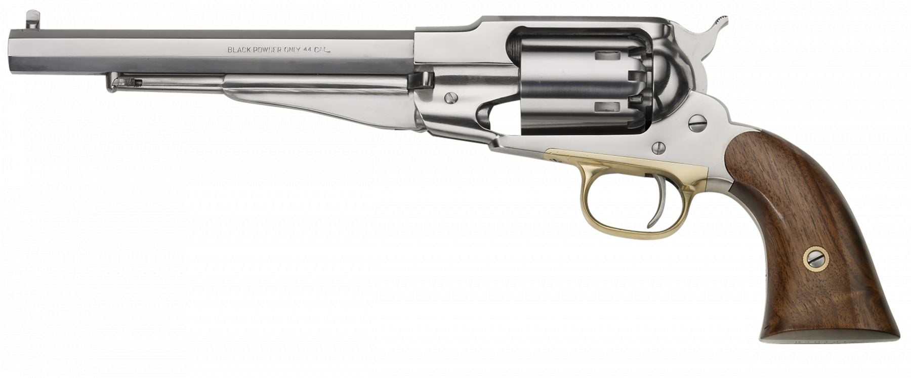 Pietta 1858 Remington Army Black Powder Revolver, 44 Cal, 8 Stainless Steel Octagon Barrel, Walnut Grip, 6 Rounds