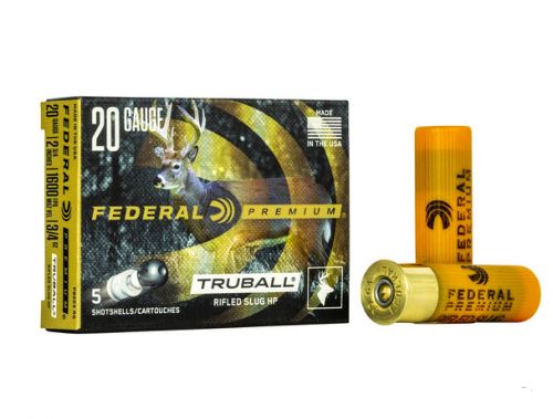 Federal Premium Vital-Shok TruBall Lead Rifled Slug 20 Gauge Ammo 5 Round Box