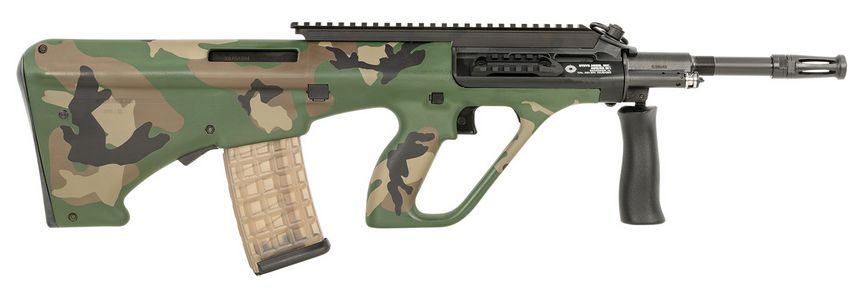 Steyr Arms AUG A3 M1 5.56x45mm NATO 30+1 16, Black Rec, M81 Woodland Camo Fixed Bullpup Stock & Collapsible Foregrip