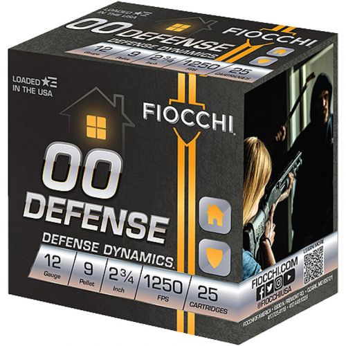 Fiocchi 00 Defense  12 GA 2.75 9 Pellets # 00-Buck  25 round box