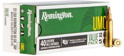 Remington Ammunition 23783 UMC 22-250 Rem 50 gr Jacketed Hollow Point (JHP) 40 Bx/ 10 Cs (Mega Pack)