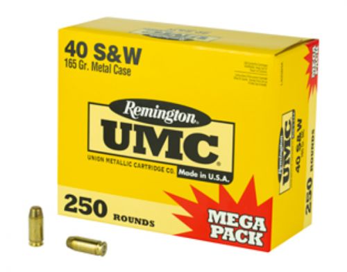 Remington Ammunition 23773 UMC 40 S&W 165 gr Full Metal Jacket (FMJ) 250 Bx/ 4 Cs (Mega Pack)