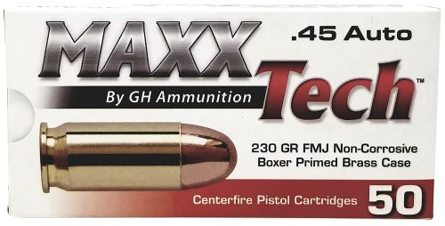 MaxxTech Brass Pistol 45 ACP 230 gr Full Metal Jacket 50 Per Box