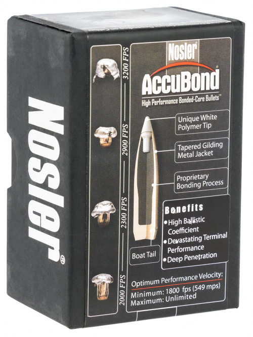 Nosler AccuBond 338 Cal 180 Grain Spitzer 50/Box