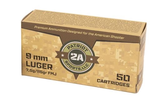 Patriot Sports LLC 9mm 115gr Full Metal Jacket 50 Per Box/20 Case