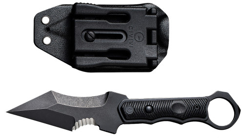 Civivi Knives C20037B-1 Orthrus 3.76 Fixed Karambit/Straight Black Stonewashed Nitro-V Steel Blade, 4.30 Black w/Finger Ring G