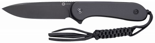 Civivi Knives Elementum 3.98 Fixed Plain Black Stonewashed D2 Steel Blade, 4.50 Black G10 Handle